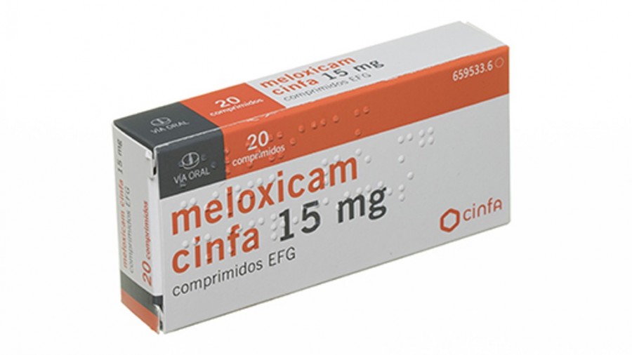 MELOXICAM CINFA 15 mg COMPRIMIDOS EFG, 20 comprimidos fotografía del envase.