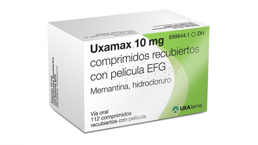 UXAMAX 10 MG COMPRIMIDOS RECUBIERTOS CON PELICULA EFG , 112 comprimidos fotografía del envase.