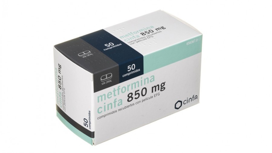 METFORMINA CINFA 850 mg COMPRIMIDOS RECUBIERTOS CON PELICULA EFG, 50 comprimidos fotografía del envase.