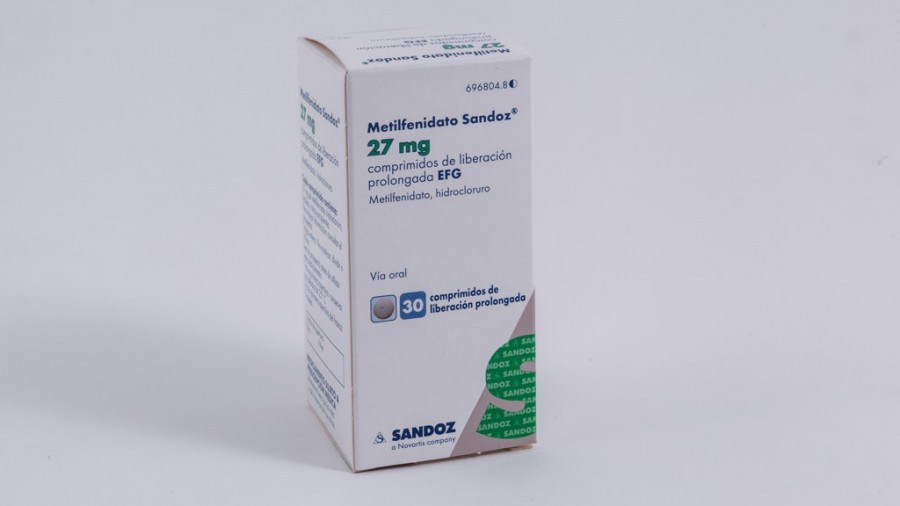 METILFENIDATO SANDOZ 27 MG COMPRIMIDOS DE LIBERACION PROLONGADA EFG , 30 comprimidos fotografía del envase.