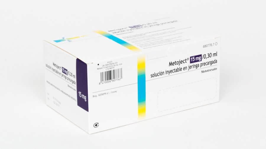 METOJECT 15 mg/ 0,30 ml SOLUCION INYECTABLE EN JERINGA PRECARGADA , 1 jeringa precargada de 0,3 ml fotografía del envase.
