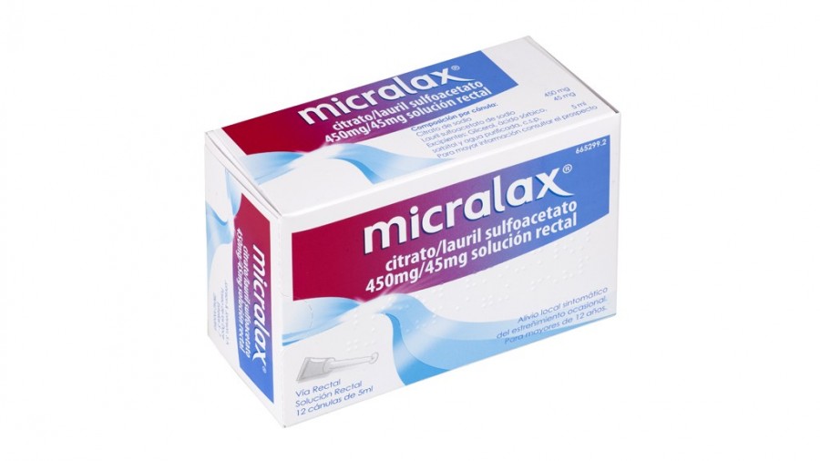 MICRALAX CITRATO/LAURIL SULFOACETATO 450 mg/45 mg solucion rectal , 4 enemas fotografía del envase.