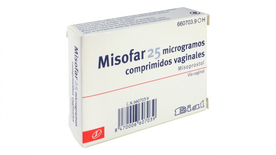 MISOFAR 25 microgramos COMPRIMIDOS VAGINALES, 8 comprimidos fotografía del envase.
