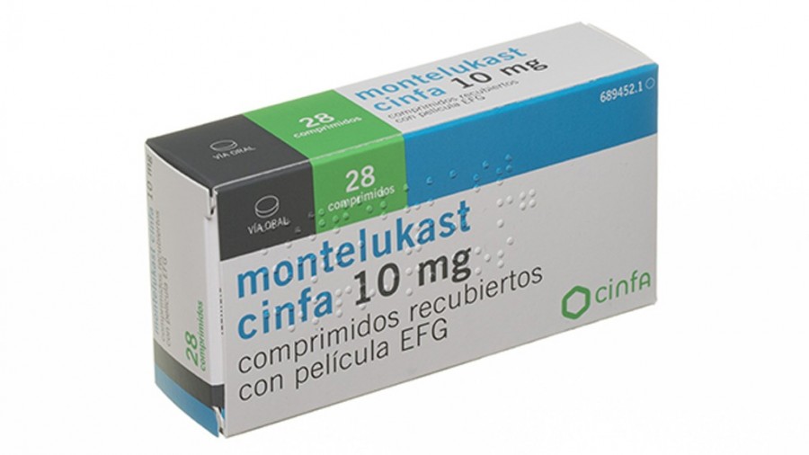MONTELUKAST CINFA 10 mg COMPRIMIDOS RECUBIERTOS CON PELICULA EFG, 28 comprimidos fotografía del envase.