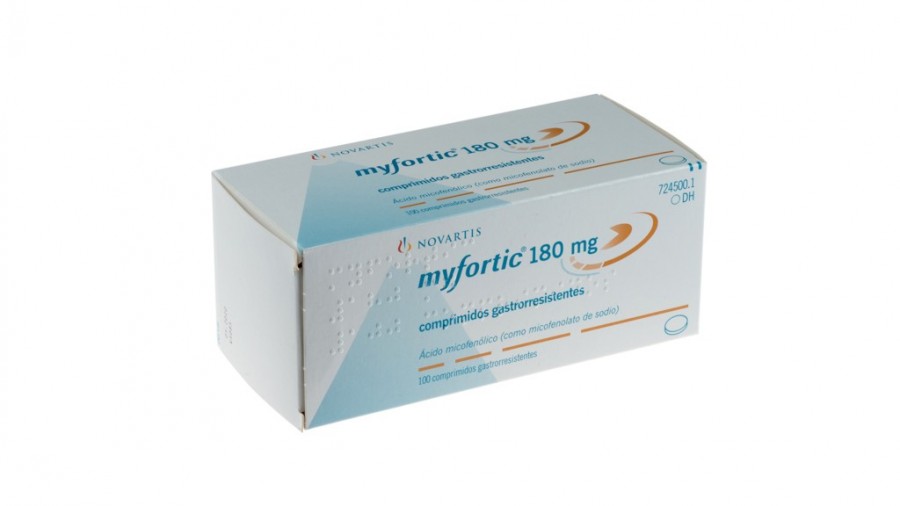 MYFORTIC 180 mg COMPRIMIDOS GASTRORRESISTENTES , 100 comprimidos fotografía del envase.