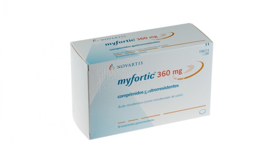 MYFORTIC 360 mg COMPRIMIDOS GASTRORRESISTENTES , 50 comprimidos fotografía del envase.