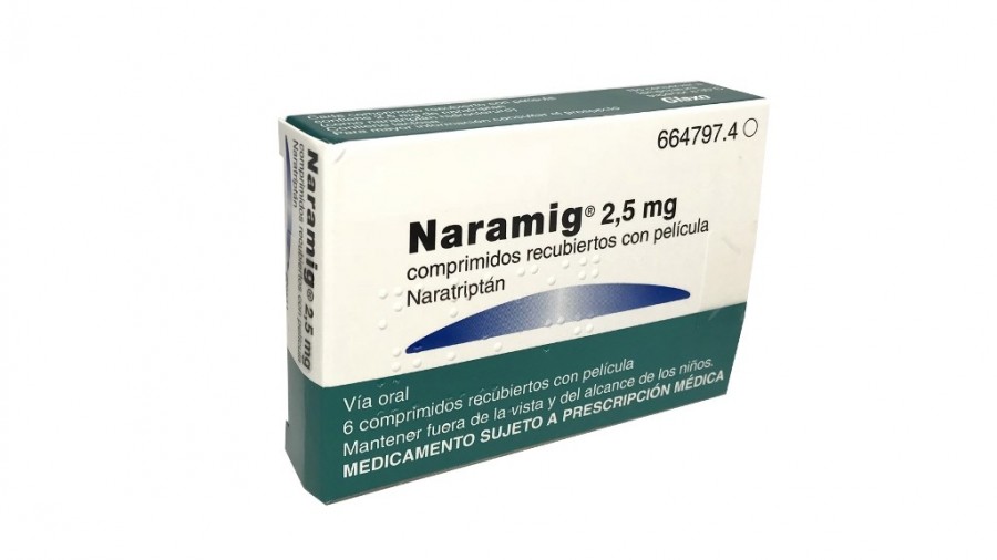 NARAMIG 2,5 mg COMPRIMIDOS RECUBIERTOS CON PELICULA , 6 comprimidos fotografía del envase.