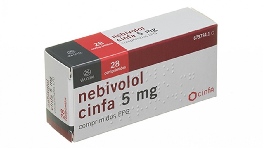 NEBIVOLOL CINFA 5 mg COMPRIMIDOS EFG, 28 comprimidos fotografía del envase.