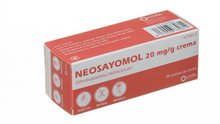NEOSAYOMOL 20 mg/ g CREMA, 1 tubo de 60 g fotografía del envase.