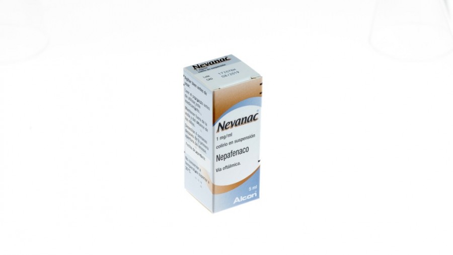 NEVANAC 1 mg/ml COLIRIO EN SUSPENSION, 1 frasco de 5 ml fotografía del envase.