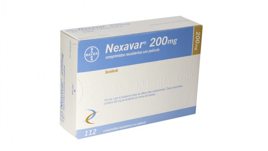 NEXAVAR 200 mg COMPRIMIDOS RECUBIERTOS CON PELICULA, 112 comprimidos fotografía del envase.