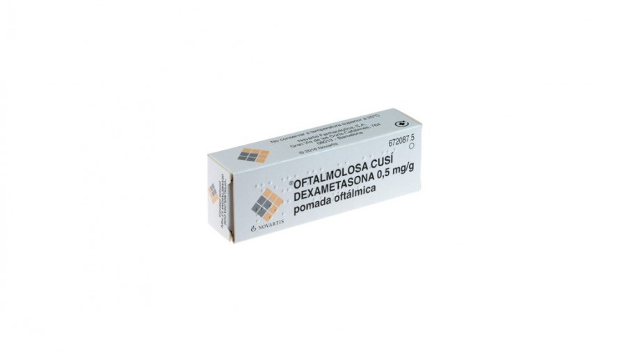 OFTALMOLOSA CUSI DEXAMETASONA 0,5 mg/g  POMADA OFTÁLMICA , 1 tubo de 3 g fotografía del envase.