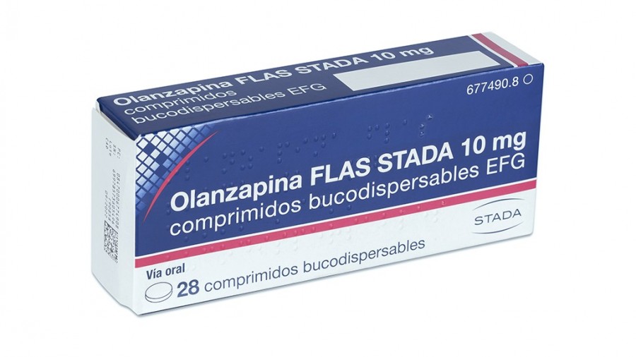 OLANZAPINA FLAS STADA 10 mg COMPRIMIDOS BUCODISPERSABLES EFG, 28 comprimidos fotografía del envase.