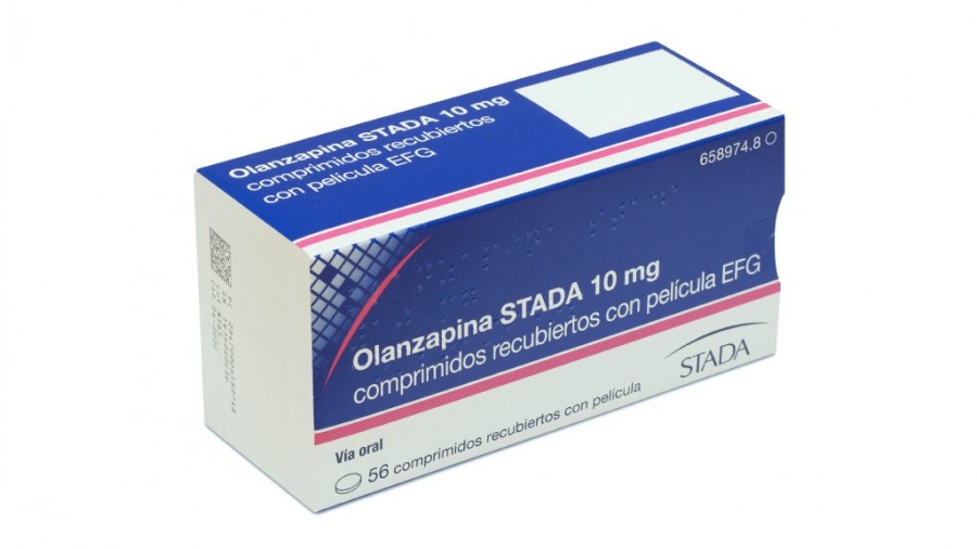 OLANZAPINA STADA 10 mg COMPRIMIDOS RECUBIERTOS CON PELICULA EFG, 28 comprimidos fotografía del envase.