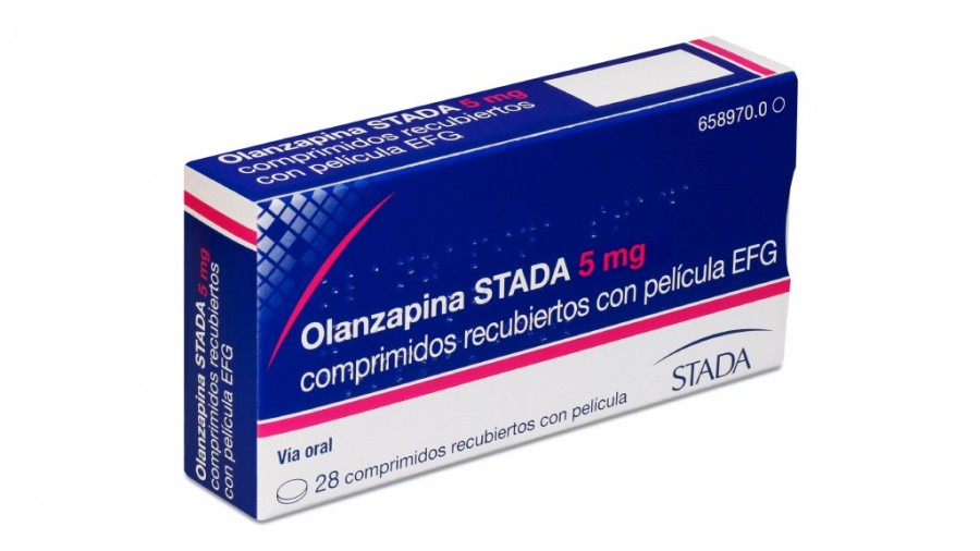 OLANZAPINA STADA 5 mg COMPRIMIDOS RECUBIERTOS CON PELICULA EFG, 28 comprimidos fotografía del envase.