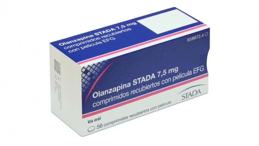 OLANZAPINA STADA 7,5 mg COMPRIMIDOS RECUBIERTOS CON PELICULA EFG, 56 comprimidos fotografía del envase.