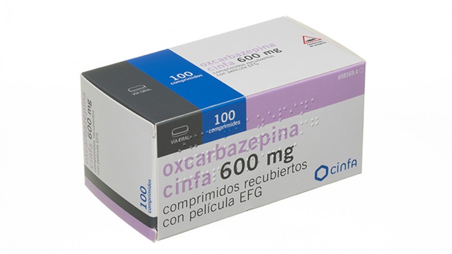 OXCARBAZEPINA CINFA 600 MG COMPRIMIDOS RECUBIERTOS CON PELICULA EFG , 100 comprimidos fotografía del envase.