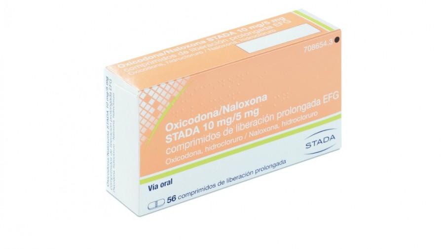 OXICODONA/NALOXONA STADA 10 MG/5 MG COMPRIMIDO DE LIBERACION PROLONGADA EFG, 56 comprimidos fotografía del envase.