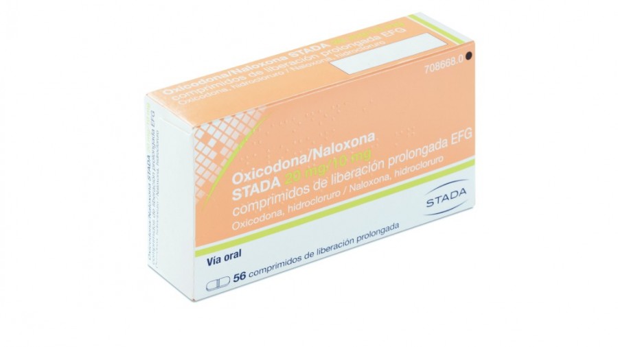 OXICODONA/NALOXONA STADA 20 MG/10 MG COMPRIMIDOS DE LIBERACION PROLONGADA EFG, 56 comprimidos fotografía del envase.