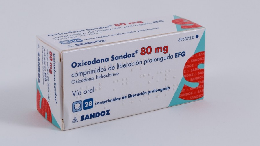 OXICODONA SANDOZ 80 MG COMPRIMIDOS DE LIBERACION PROLONGADA EFG , 28 comprimidos fotografía del envase.