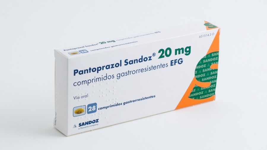 PANTOPRAZOL SANDOZ 20 mg COMPRIMIDOS GASTRORRESISTENTES EFG, 28 comprimidos (frasco) fotografía del envase.