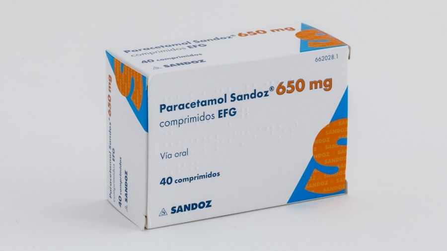 PARACETAMOL SANDOZ 650 mg COMPRIMIDOS EFG , 40 comprimidos fotografía del envase.