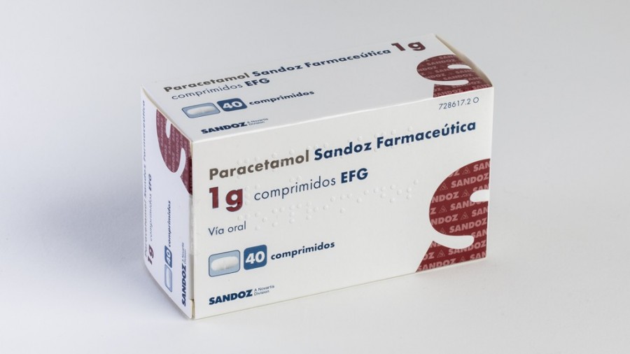PARACETAMOL SANDOZ FARMACEUTICA 1 G COMPRIMIDOS EFG 20 comprimidos fotografía del envase.