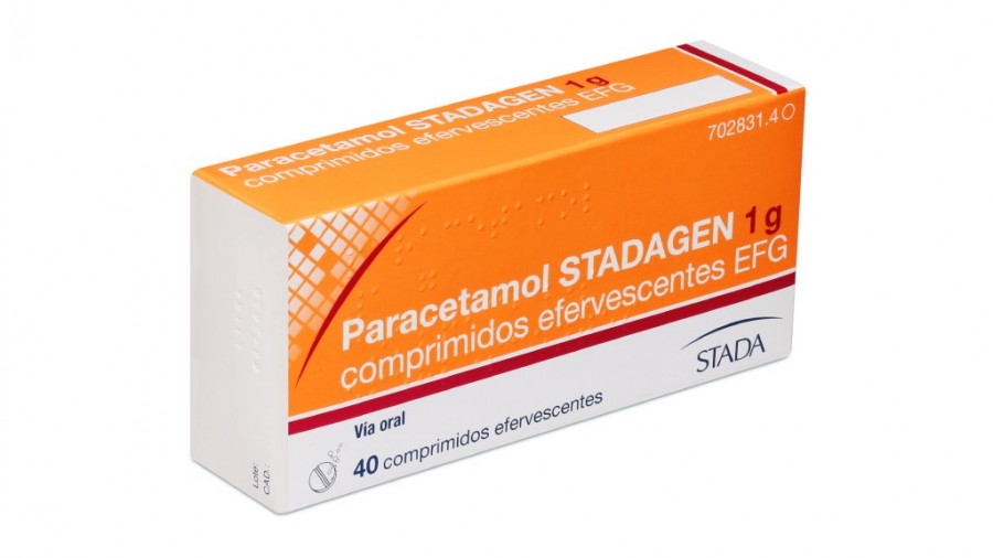 PARACETAMOL STADA 1 G COMPRIMIDOS EFERVESCENTES EFG , 40 comprimidos (2 tubos de 20 comprimidos) fotografía del envase.
