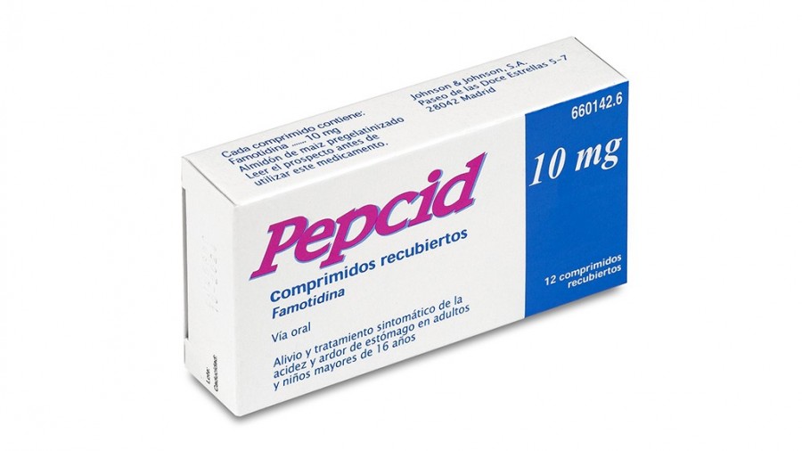 PEPCID 10 mg COMPRIMIDOS RECUBIERTOS , 12 comprimidos fotografía del envase.