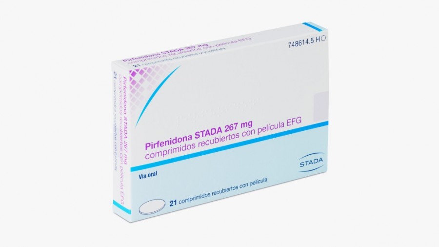 PIRFENIDONA STADA 267 MG COMPRIMIDOS RECUBIERTOS CON PELICULA EFG, 63 comprimidos (PVC/PVDC/Al) fotografía del envase.