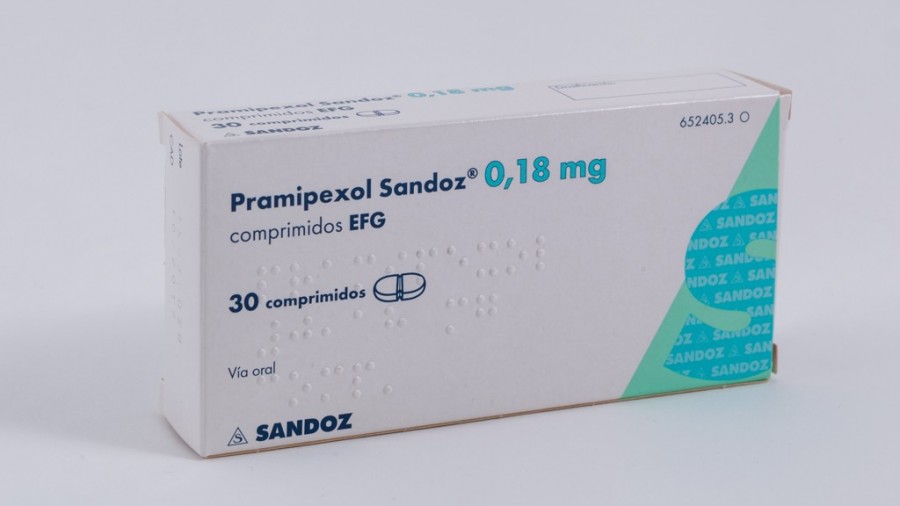 PRAMIPEXOL SANDOZ 0,18 mg COMPRIMIDOS EFG , 30 comprimidos fotografía del envase.