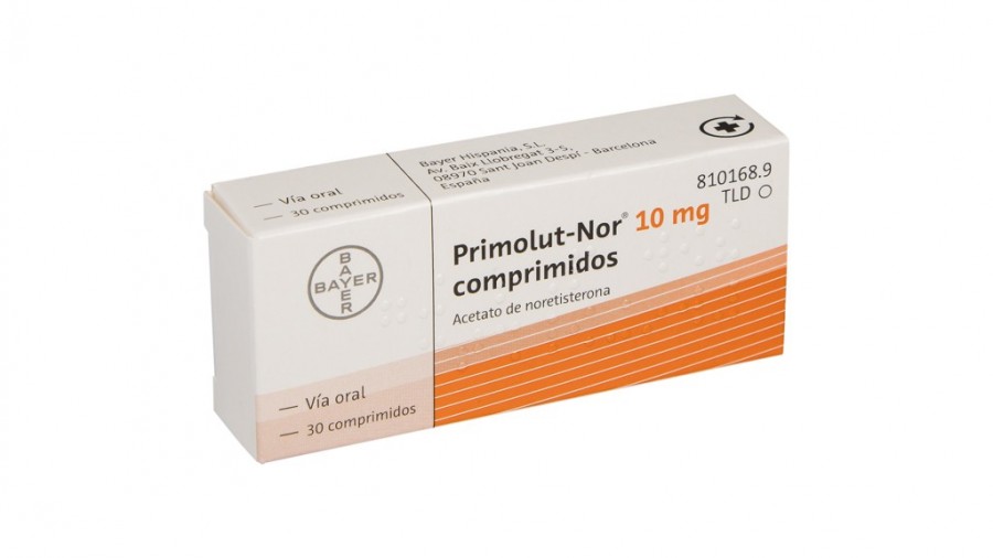 PRIMOLUT-NOR 10 mg COMPRIMIDOS, 30 comprimidos fotografía del envase.