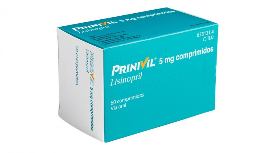 PRINIVIL 5 mg COMPRIMIDOS , 60 comprimidos fotografía del envase.