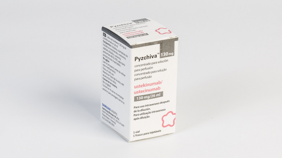 PYZCHIVA 130 MG CONCENTRADO PARA SOLUCION PARA PERFUSION, 1 vial de 26 ml fotografía del envase.