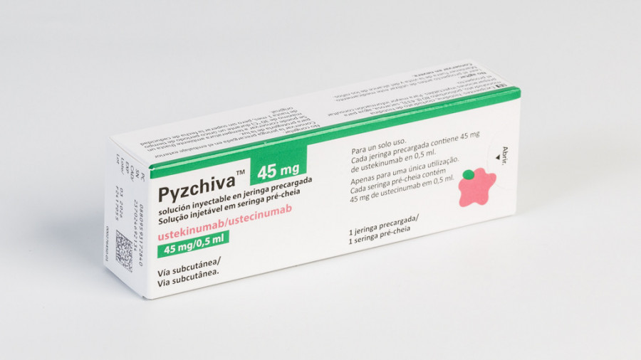 PYZCHIVA 45 MG SOLUCION INYECTABLE EN JERINGA PRECARGADA, 1 jeringa precargada de 0,5 ml fotografía del envase.