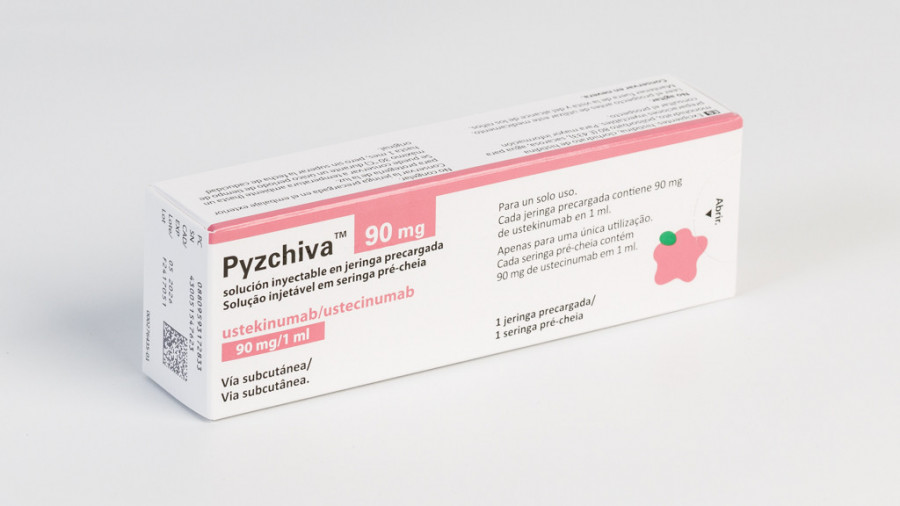 PYZCHIVA 90 MG SOLUCION INYECTABLE EN JERINGA PRECARGADA, 1 jeringa precargada de 1 ml fotografía del envase.