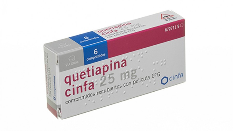 QUETIAPINA CINFA 25 mg COMPRIMIDOS RECUBIERTOS CON PELICULA EFG,60 comprimidos fotografía del envase.