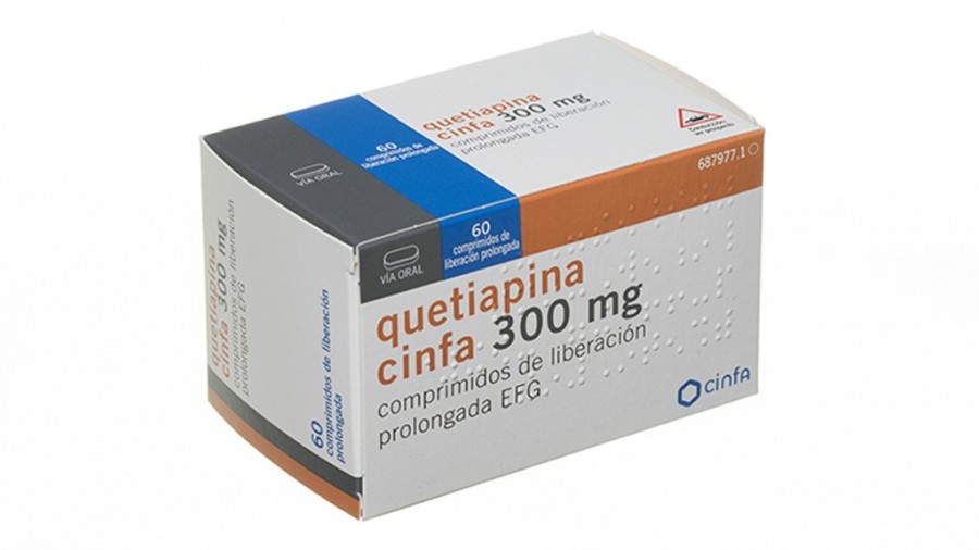 QUETIAPINA CINFA 300 mg COMPRIMIDOS DE LIBERACION PROLONGADA EFG , 60 comprimidos fotografía del envase.