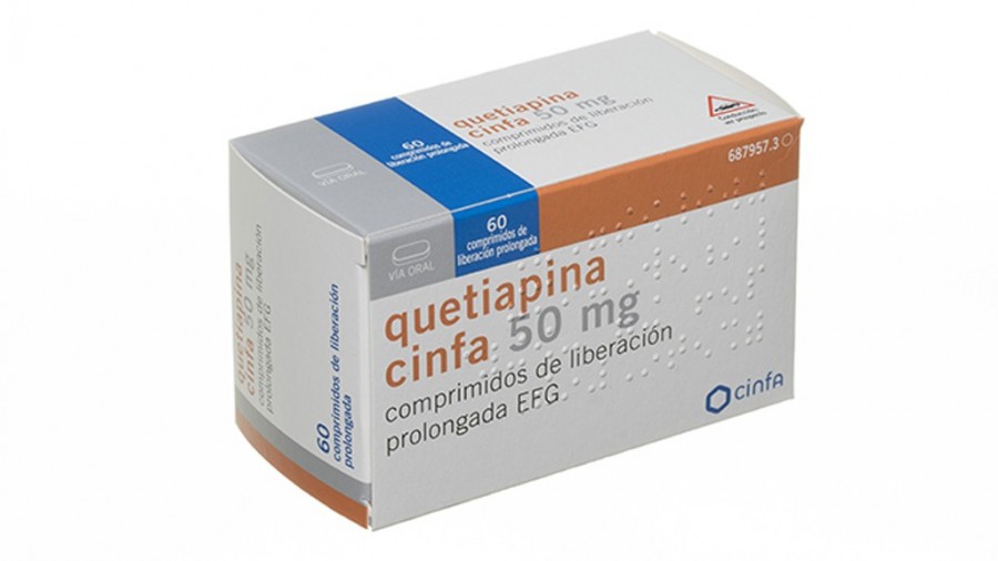 QUETIAPINA CINFA 50 mg COMPRIMIDOS DE LIBERACION PROLONGADA EFG , 60 comprimidos fotografía del envase.