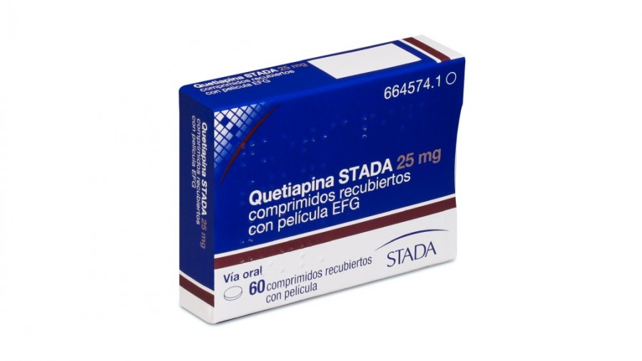 QUETIAPINA STADA 25 mg COMPRIMIDOS RECUBIERTOS CON PELICULA EFG, 60 comprimidos fotografía del envase.
