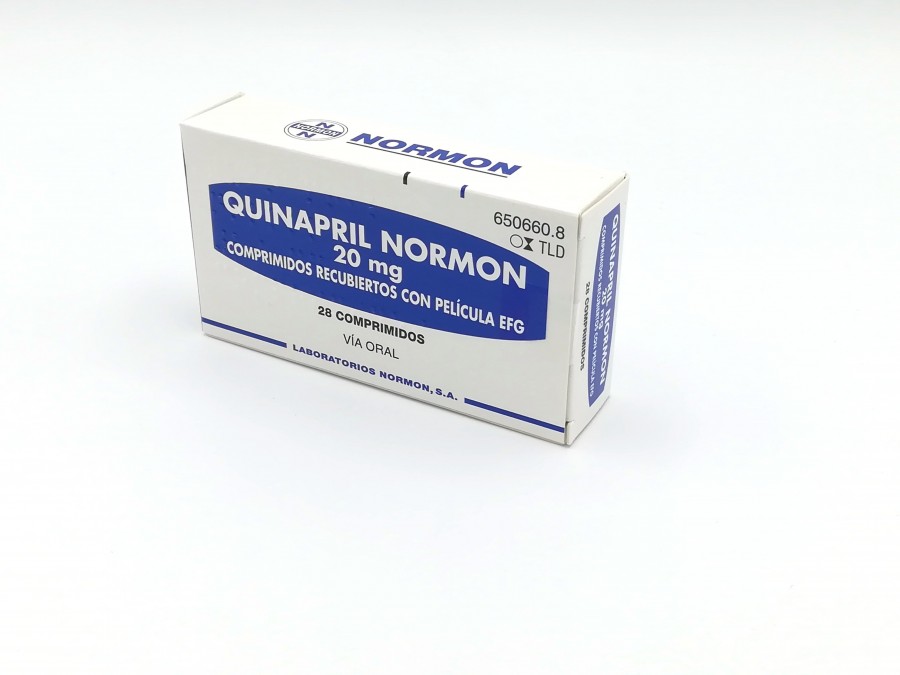 QUINAPRIL NORMON 20 MG COMPRIMIDOS RECUBIERTOS CON PELICULA EFG, 500