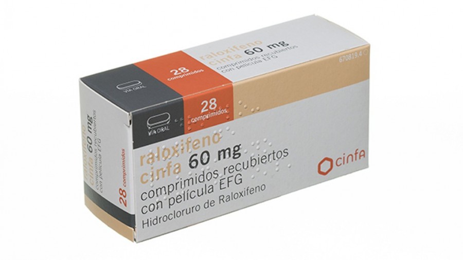 RALOXIFENO CINFA 60 mg COMPRIMIDOS RECUBIERTOS CON PELICULA EFG , 28 comprimidos fotografía del envase.