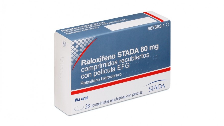 RALOXIFENO STADA 60 mg COMPRIMIDOS RECUBIERTOS  CON PELICULA EFG , 28 comprimidos fotografía del envase.