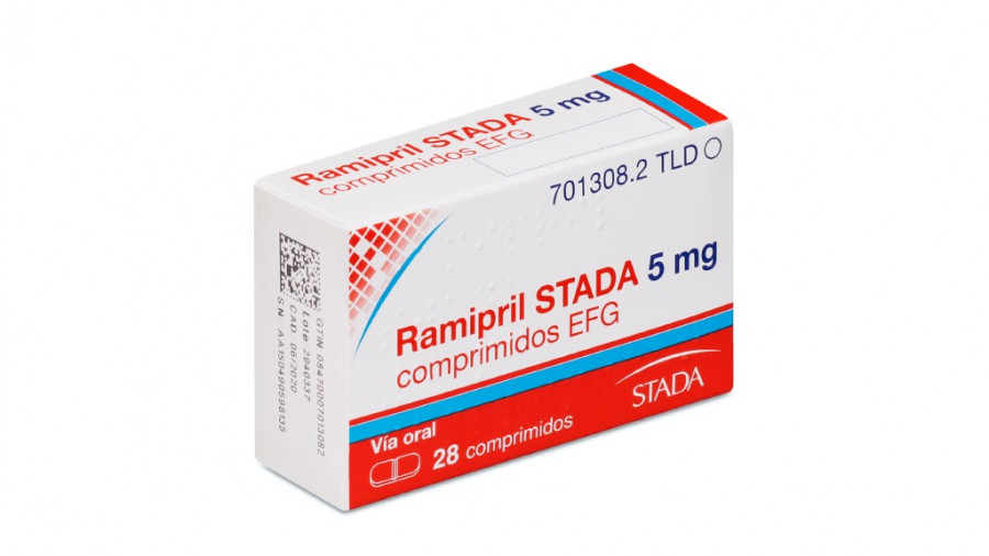 RAMIPRIL STADA 5 MG COMPRIMIDOS EFG, 56 comprimidos (OPA/Al/PVC/Al) fotografía del envase.