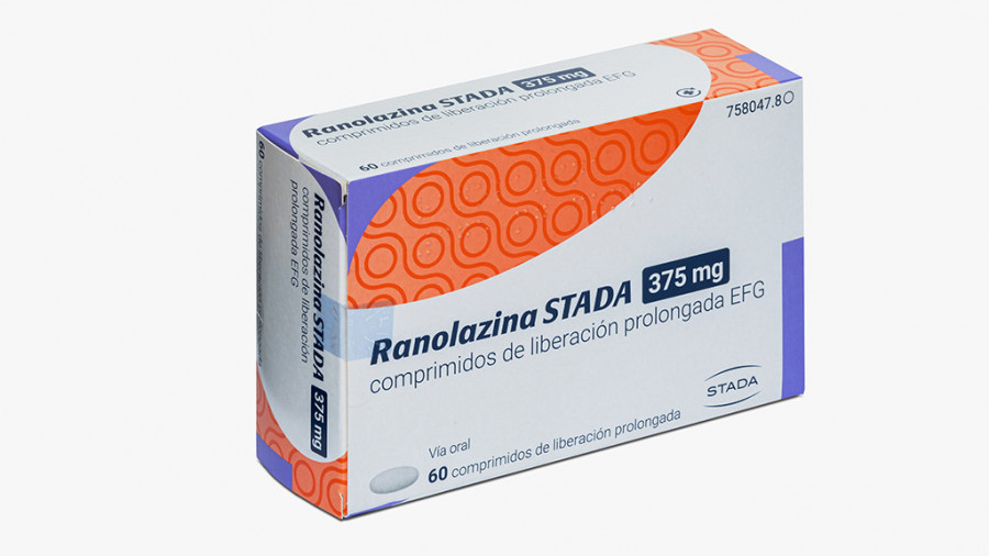 RANOLAZINA STADA 375 MG COMPRIMIDOS DE LIBERACION PROLONGADA EFG, 60 comprimidos fotografía del envase.