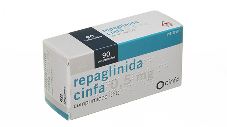 REPAGLINIDA CINFA 0,5 mg COMPRIMIDOS EFG , 90 comprimidos fotografía del envase.