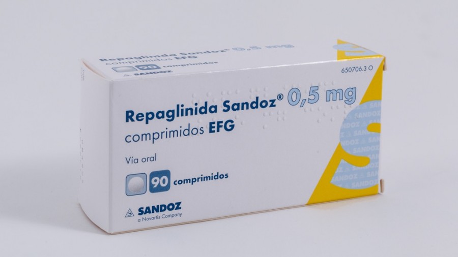 REPAGLINIDA SANDOZ 0,5 mg COMPRIMIDOS EFG , 90 comprimidos fotografía del envase.