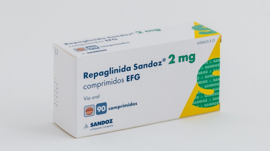 REPAGLINIDA SANDOZ 2 mg COMPRIMIDOS EFG, 90 comprimidos fotografía del envase.