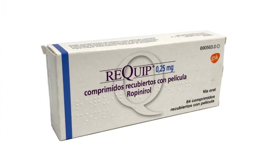 REQUIP 0,25 mg COMPRIMIDOS RECUBIERTOS CON PELICULA , 84 comprimidos fotografía del envase.
