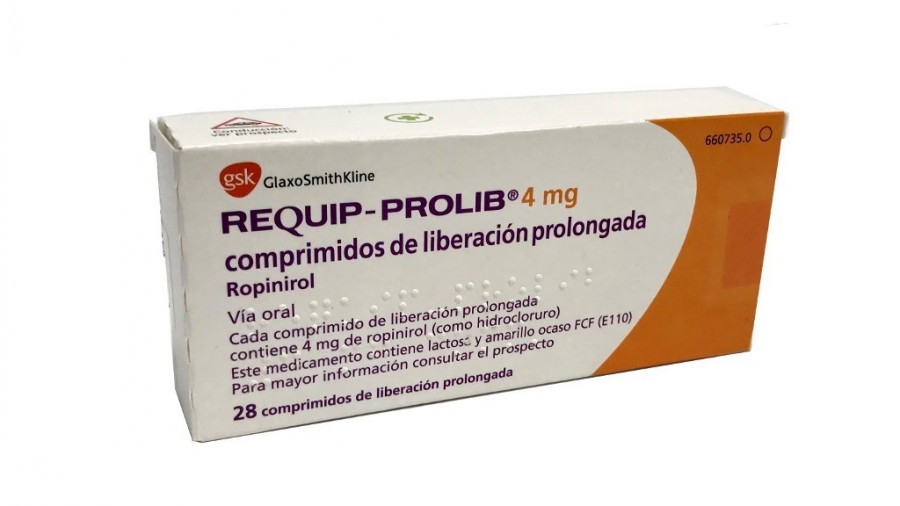 REQUIP-PROLIB 4 mg, COMPRIMIDOS DE LIBERACION PROLONGADA , 28 comprimidos fotografía del envase.